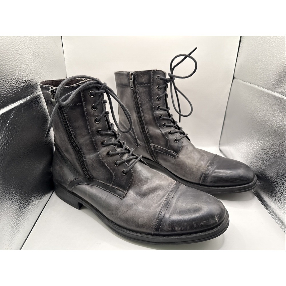 Kenneth Cole New York Kenneth Cole Men's Hugh Leather Boots Size 12 Color Grey